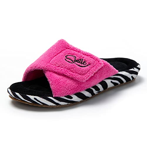 JOMIX Winter Hausschuhe Damen Stylische Pantoffeln Klettverschluss Bequeme Frottee Slippers Indoor Outdoor (Fuchsia, 41 EU) von JOMIX