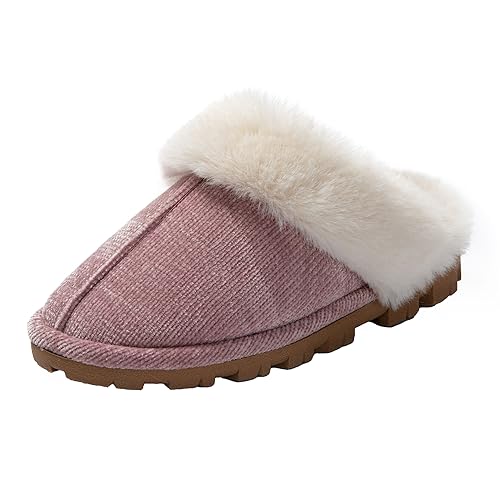 JOMIX Hausschuhe Damen Winter Flauschige Plüsch Puschen Gefüttert Super Warme Bequeme Weiche Rutschfeste Flache Pantoffeln (Rosa, 40 EU) von JOMIX