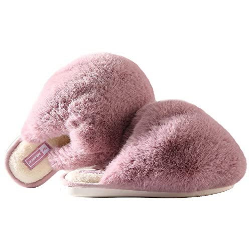 JOMIX Winter Hausschuhe Damen Warme Flauschige Pantoffeln Weiche Plüsch Slippers Modische Puschen Indoor (Lila, 39 EU) von JOMIX