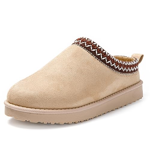 JOMIX Winter Hausschuhe Damen Warme Lässige Slip-on Slipper Indoor Outdoor (Beige Größe Groß 1 Nummer, 36 EU) von JOMIX