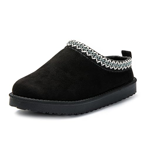 JOMIX Winter Hausschuhe Damen Warme Lässige Slip-on Slipper Indoor Outdoor (Schwarz Größe Groß 1 Nummer, 41 EU) von JOMIX