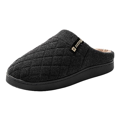 JOMIX Winter Hausschuhe Herren Warme Gefüttert Pantoffeln Baumwollschuhe Bequeme Slippers Indoor (Dunkelgrau, 43 EU) von JOMIX