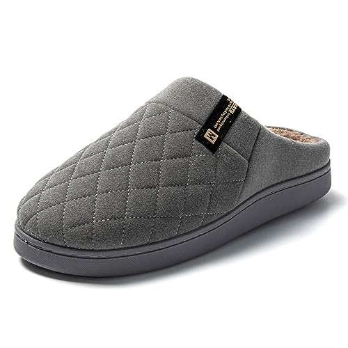 JOMIX Winter Hausschuhe Herren Warme Gefüttert Pantoffeln Baumwollschuhe Bequeme Slippers Indoor (Hellgrau, 45 EU) von JOMIX