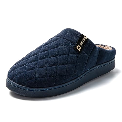 JOMIX Winter Hausschuhe Herren Warme Gefüttert Pantoffeln Baumwollschuhe Bequeme Slippers Indoor (Navy, 44 EU) von JOMIX