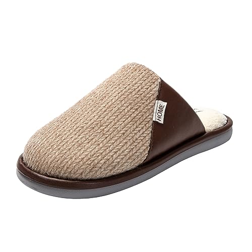 JOMIX Winter Hausschuhe Herren Warme Stricken Pantoffeln Elegente Puschen Bequeme Slippers Indoor (Beige, 44 EU, MU8597) von JOMIX