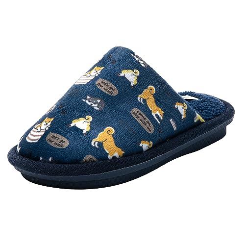 JOMIX Winter Jungen Warme Kunstwolle Memory Foam Voll Hausschuhe Indoor (Dunkelblau 32 EU) von JOMIX