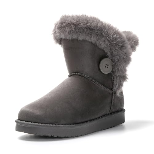 JOMIX Winter Stiefeletten Damen Warme Wildleder Boots Flauschige Fell Gefütterte Winterstiefel Antirutsch Sohle Outdoor (Grau, 37 EU) von JOMIX