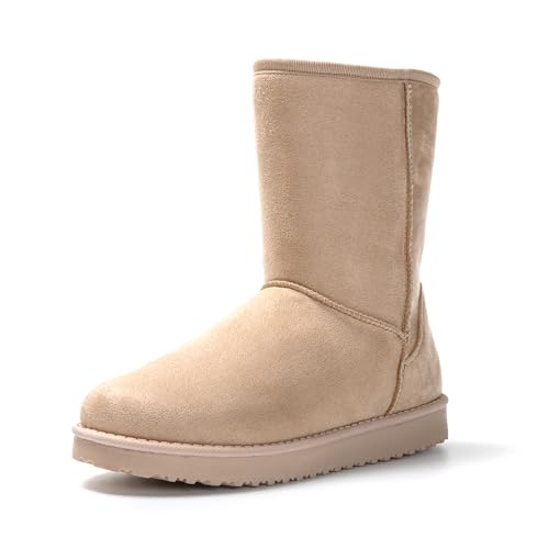 JOMIX Winter Stiefeletten Damen Wildleder Boots Halbschaft Warme Gefütterte Winterstiefel Antirutsch Sohle Outdoor (Beige, 41 EU) von JOMIX