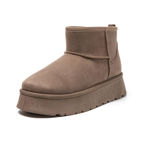 JOMIX Winterschuhe Damen Winter Stiefeletten Gummistiefel Unisex Gefüttert Boots Rutschfest Chukka Boots (Kahki 36 EU, MD9767) von JOMIX