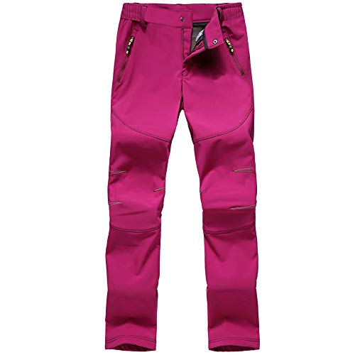 JOMLUN Damen Wanderhose Outdoorhose Wasserdicht Softshellhose Ski Hosen Gefüttert Fleece Winter Warm Winterhose Trekkinghose Funktionshose Schnelltrocknend Snowboardhose von JOMLUN