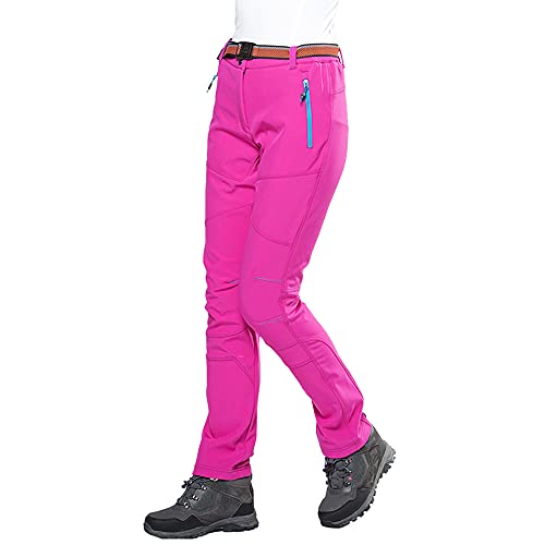 JOMLUN Damen Wanderhose Outdoorhose Wasserdicht Softshellhose Warm Gefüttert Skihose Winddicht Funktionshose Winter Trekkinghose von JOMLUN