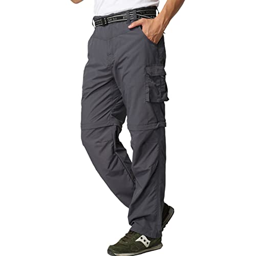 Herren Wanderhose Zip Off Leichte Atmungsaktiv Schnell Trockend Trekkinghose Abnehmbar Funktionshose Stretch Sommer Outdoorhose von JOMLUN