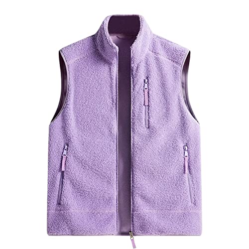 JOMLUN Teddy Fleece Weste Damen Herren Ärmellos Kapuze Warm Leicht Casual Herbst Winter Jacke Einfarbige Weste von JOMLUN