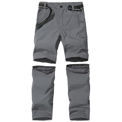 JOMLUN Kinder Softshellhose Wanderhose für Jungen Mädchen Outdoor Hose Trekkinghose Leichte Schnell Trocknende Hose LSF 50+ Gezippt Abnehmbares Hosenbein von JOMLUN