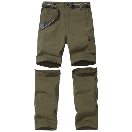 JOMLUN Kinder Softshellhose Wanderhose für Jungen Mädchen Outdoor Hose Trekkinghose Leichte Schnell Trocknende Hose LSF 50+ Gezippt Abnehmbares Hosenbein von JOMLUN