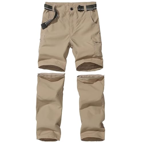 JOMLUN Kinder Softshellhose Wanderhose für Jungen Mädchen Outdoor Hose Trekkinghose Leichte Schnell Trocknende Hose LSF 50+ Gezippt Abnehmbares Hosenbein von JOMLUN