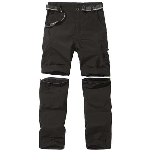 JOMLUN Kinder Softshellhose Wanderhose für Jungen Mädchen Outdoor Hose Trekkinghose Leichte Schnell Trocknende Hose LSF 50+ Gezippt Abnehmbares Hosenbein von JOMLUN