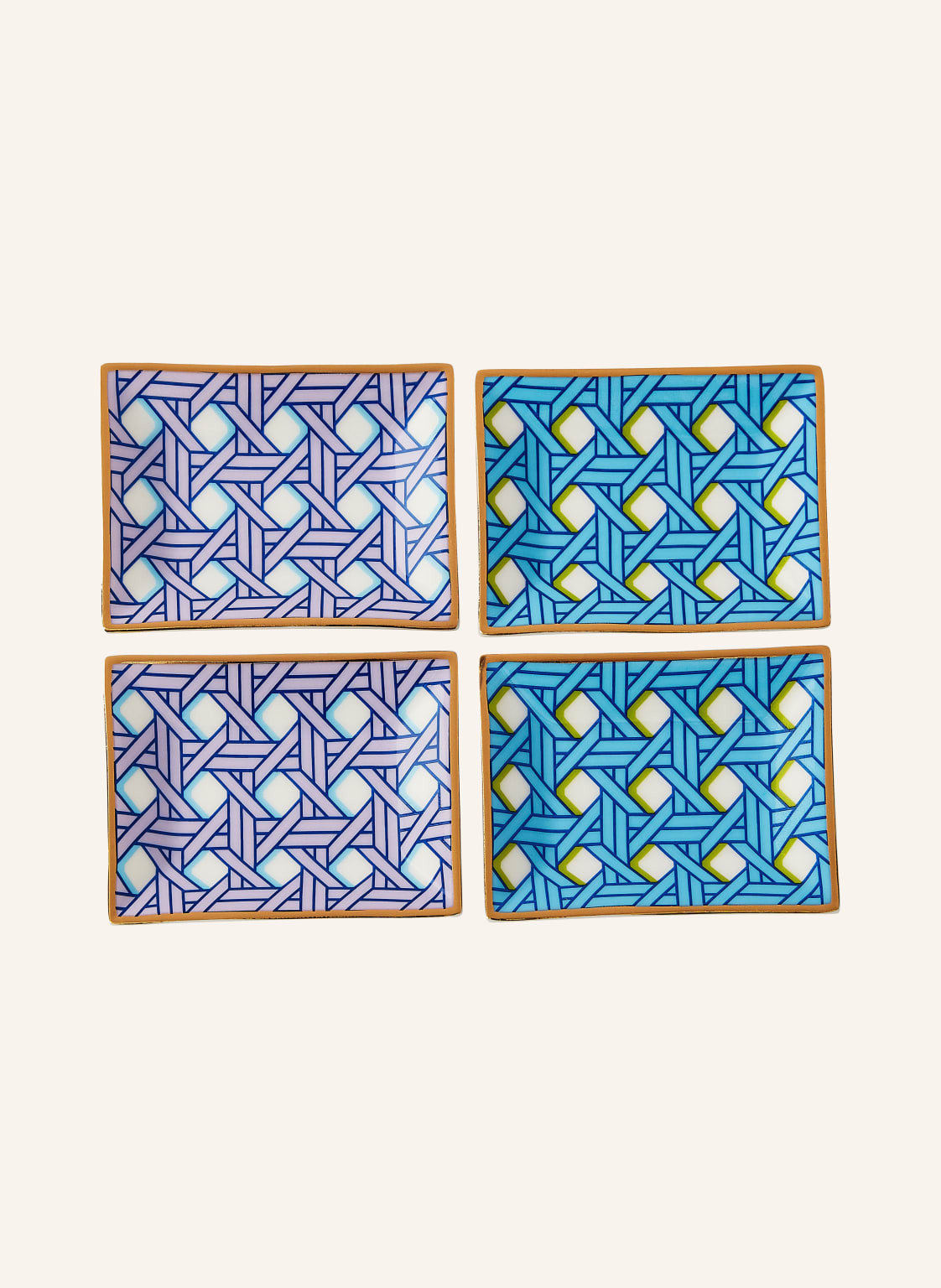 Jonathan Adler 4er-Set Schalen Basketweave blau von JONATHAN ADLER