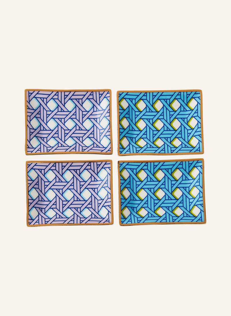 Jonathan Adler 4er-Set Schalen Basketweave blau von JONATHAN ADLER