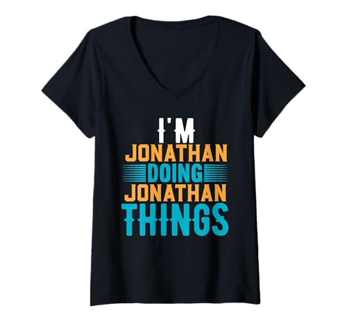 Damen Ich Bin Jonathan Doing Jonathan Things T-Shirt-Name Jonathan T-Shirt mit V-Ausschnitt Damen Ich Bin Jonathan Doing Jonathan Things T-Shirt-Name Jonathan T-Shirt mit V-Ausschnitt von JONATHAN Designs By AKOKAY