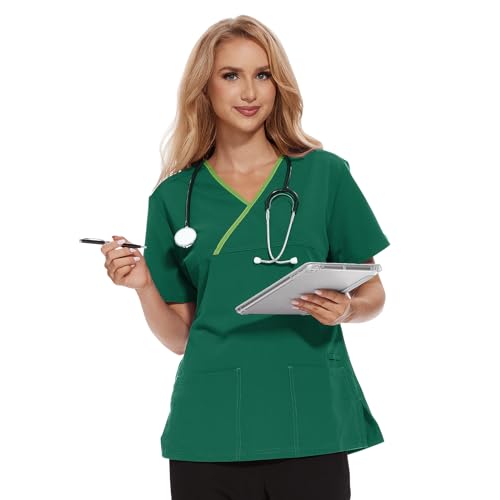 JONATHAN UNIFORM Kasacks Damen Pflege Günstig Krankenschwester Kasack Bunt 2 Taschen Berufskleidung für Altenpflege Zahnarzt Tunika Damen Kurzam in 6 Farben lieferbar von JONATHAN UNIFORM