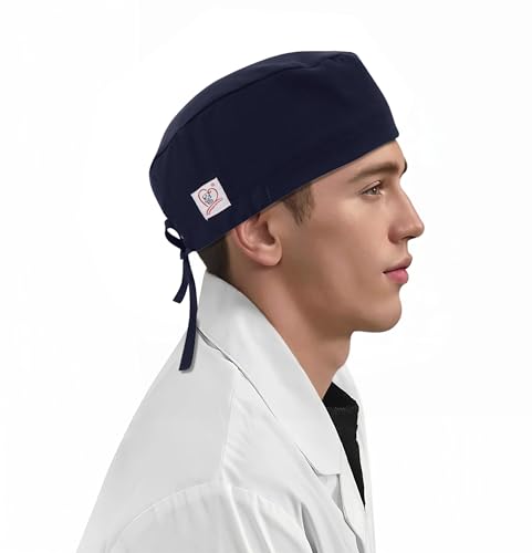 JONATHAN UNIFORM OP Hauben Damen Herren Verstellbar Leichter Stoff mit Frottierpad, OP Haube Chirurgische Kappe Arzt Krankenschwester Kopfbedeckung (Marineblau) von JONATHAN UNIFORM