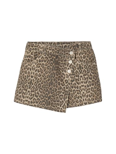 JONEN Asymmetrischer Mädchen Hosenrock mit Leoprint beige 140 von JONEN