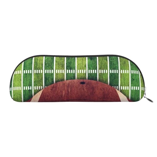 American Football Field and Ball Leder-Aufbewahrungstasche, halbrund, stilvolle und funktionale Bleistifttasche, Aufbewahrungstasche, Make-up-Tasche, Mehrzweck-Organizer, vielseitige Make-up-Tasche, von JONGYA