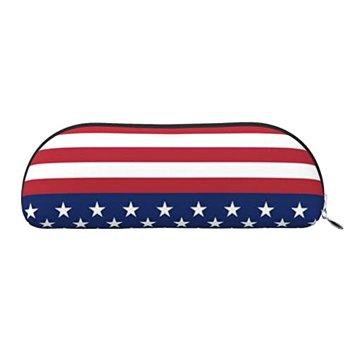 Amerikanische Flagge, Sterne, Streifen, Leder, halbrunde Aufbewahrungstasche, stilvolle und funktionale Bleistifttasche, Aufbewahrungstasche, Make-up-Tasche, Mehrzweck-Organizer, Tasche, vielseitige von JONGYA