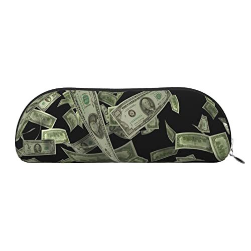 Dollar Sign Money Leder halbrunde Aufbewahrungstasche – Stilvolle und funktionale Bleistifttasche, Aufbewahrungstasche, Make-up-Tasche, Mehrzweck-Organizer, Tasche, vielseitige Make-up-Tasche, silber, von JONGYA