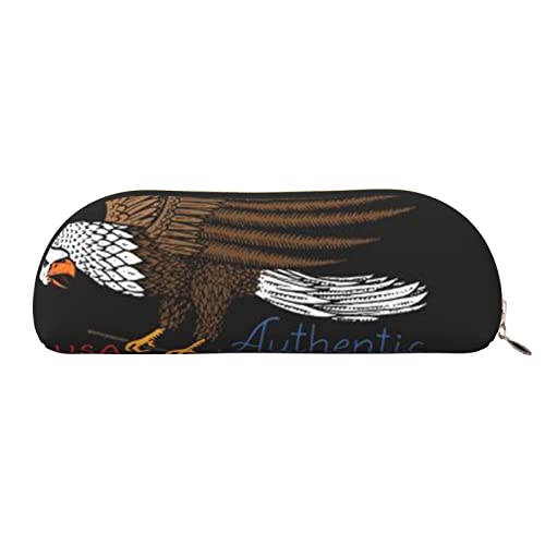 Halbrunde Aufbewahrungstasche aus Leder, Motiv: USA-Adler mit amerikanischer Flagge, stilvolle und funktionale Bleistifttasche, Aufbewahrungstasche, Make-up-Tasche, Mehrzweck-Organizer-Tasche, von JONGYA