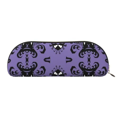 Halbrunde Aufbewahrungstasche aus Leder mit Horror-Muster auf violettem Hintergrund, stilvolle und funktionale Bleistifttasche, Aufbewahrungstasche, Make-up-Tasche, Mehrzweck-Organizer-Tasche, von JONGYA