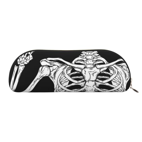 Halbrunde Aufbewahrungstasche aus Leder mit Totenkopf-Motiv, stilvolle und funktionale Bleistifttasche, Aufbewahrungstasche, Make-up-Tasche, Mehrzweck-Organizer, vielseitige Make-up-Tasche von JONGYA