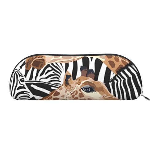 Halbrunde Aufbewahrungstasche aus Leder mit Zebra- und Giraffenmotiv – stilvolle und funktionale Bleistifttasche, Aufbewahrungstasche, Make-up-Tasche, Mehrzweck-Organizer, vielseitige Make-up-Tasche, von JONGYA