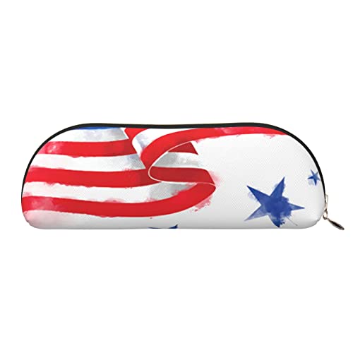 Halbrunde Aufbewahrungstasche aus Leder mit amerikanischer Flagge und Sternen – stilvolle und funktionale Bleistifttasche, Aufbewahrungstasche, Make-up-Tasche, Mehrzweck-Organizer-Tasche, vielseitige von JONGYA