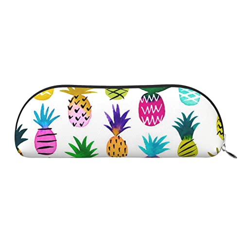 Halbrunde Aufbewahrungstasche aus Regenbogen-Ananas-Leder, stilvolle und funktionale Bleistifttasche, Aufbewahrungstasche, Make-up-Tasche, Mehrzweck-Organizer, vielseitige Make-up-Tasche, silber, von JONGYA