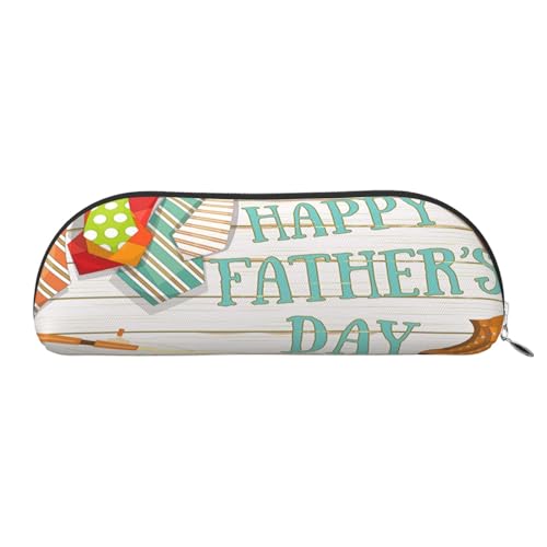 Happy Father's Day Leder-Aufbewahrungstasche, halbrund, stilvolle und funktionale Bleistifttasche, Aufbewahrungstasche, Make-up-Tasche, Mehrzweck-Organizer, vielseitige Make-up-Tasche, silber, von JONGYA