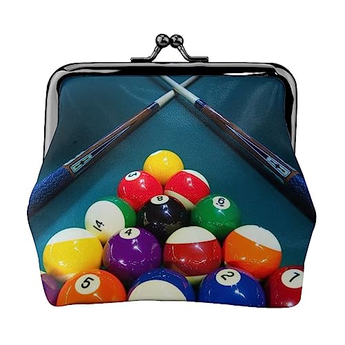 Hunting Flying Wild Ducks Damen Leder Kiss Lock Münzbörse - Stilvolle und kompakte Münzbörse für den täglichen Gebrauch, Billard, Einheitsgröße, Münztasche von JONGYA