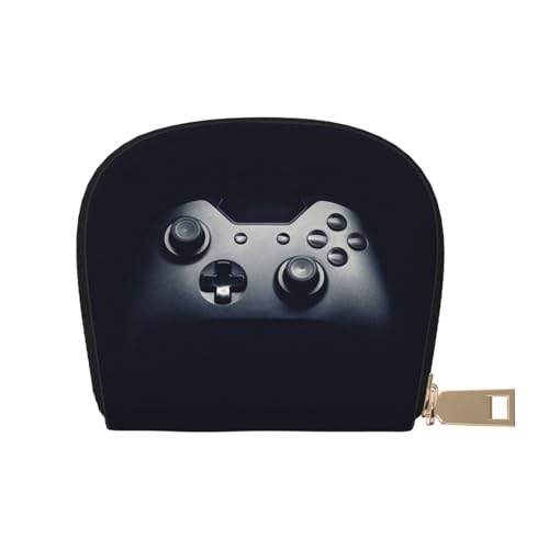 JONGYA Blaugrün und Gold Marmor stilvolle bedruckte Ledertasche mit 12 Fächern für Karten und kleine Objekte., Gaming-Controller-Muster, Einheitsgröße, Visitenkartenhalter von JONGYA