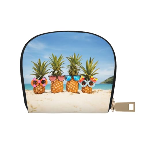 JONGYA Blaugrün und Gold Marmor stilvolle bedruckte Ledertasche mit 12 Fächern für Karten und kleine Objekte., Ocean Beach Ananas, Einheitsgröße, Visitenkartenhalter von JONGYA