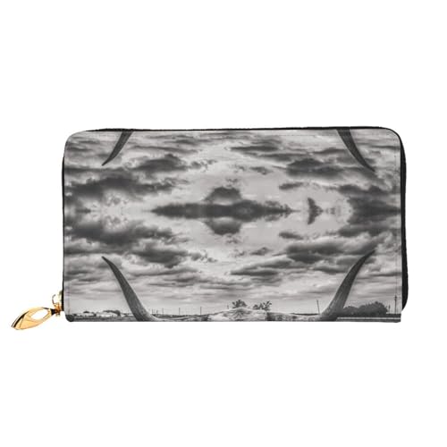 JONGYA City Train Printed Leather Long Handheld Wallet with Full Print, Showcasing Fashion and Creativity, Schwarz-weiße Kuh, Einheitsgröße von JONGYA