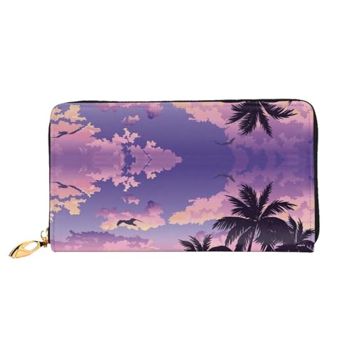 JONGYA Framing Lilac Flowers in Blossom Printed Leather Long Handheld Wallet with Full Print, Showcasing Fashion and Creativity, Sommerpalme, Einheitsgröße von JONGYA