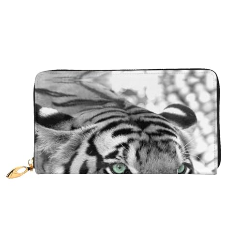 JONGYA Framing Lilac Flowers in Blossom Printed Leather Long Handheld Wallet with Full Print, Showcasing Fashion and Creativity, Tiger Leopard, Einheitsgröße von JONGYA