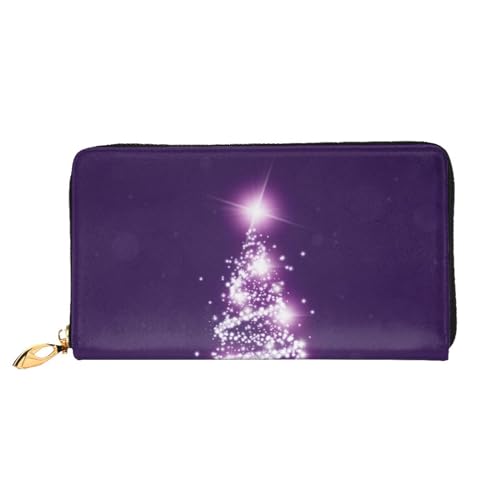 JONGYA Framing Lilac Flowers in Blossom Printed Leather Long Handheld Wallet with Full Print, Showcasing Fashion and Creativity, Violetter Weihnachtsbaum, Einheitsgröße von JONGYA