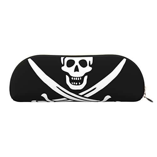 JONGYA Halbrunde Aufbewahrungstasche aus Leder mit Piratenflagge, stilvolle und funktionale Bleistifttasche, Aufbewahrungstasche, Make-up-Tasche, Mehrzweck-Organizer, vielseitige Make-up-Tasche, gold, von JONGYA