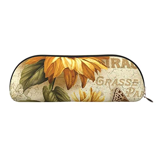 JONGYA Halbrunde Aufbewahrungstasche aus Sonnenblumen-Leder, stilvolle und funktionale Bleistifttasche, Aufbewahrungstasche, Make-up-Tasche, Mehrzweck-Organizer, vielseitige Make-up-Tasche, gold, von JONGYA