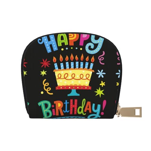 JONGYA Honey Bee Stilvolle bedruckte Ledertasche mit 12 Fächern für Karten und kleine Objekte., Happy Birthday Big Cake, Einheitsgröße, Visitenkartenhalter von JONGYA