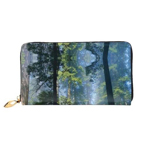 JONGYA Lange Handbrieftasche aus Leder mit Blumen- und Schmetterlings-Aufdruck, zeigt Mode und Kreativität, National Parks Sonnenschein Bäume, Einheitsgröße von JONGYA