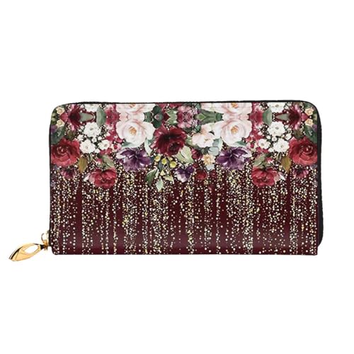 JONGYA Lange Handgeldbörse aus Leder mit Rosenblüten und Blumendruck, zeigt Mode und Kreativität, Rose, Blumenmuster, Einheitsgröße von JONGYA