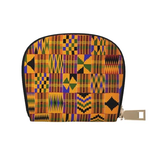 JONGYA Mexikanische Otomi Tiere stilvolle bedruckte Ledertasche mit 12 Fächern für Karten und kleine Objekte., Afrikanisches Ethno-Muster, Einheitsgröße, Visitenkartenhalter von JONGYA